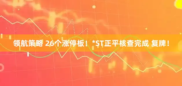 领航策略 26个涨停板！*ST正平核查完成 复牌！
